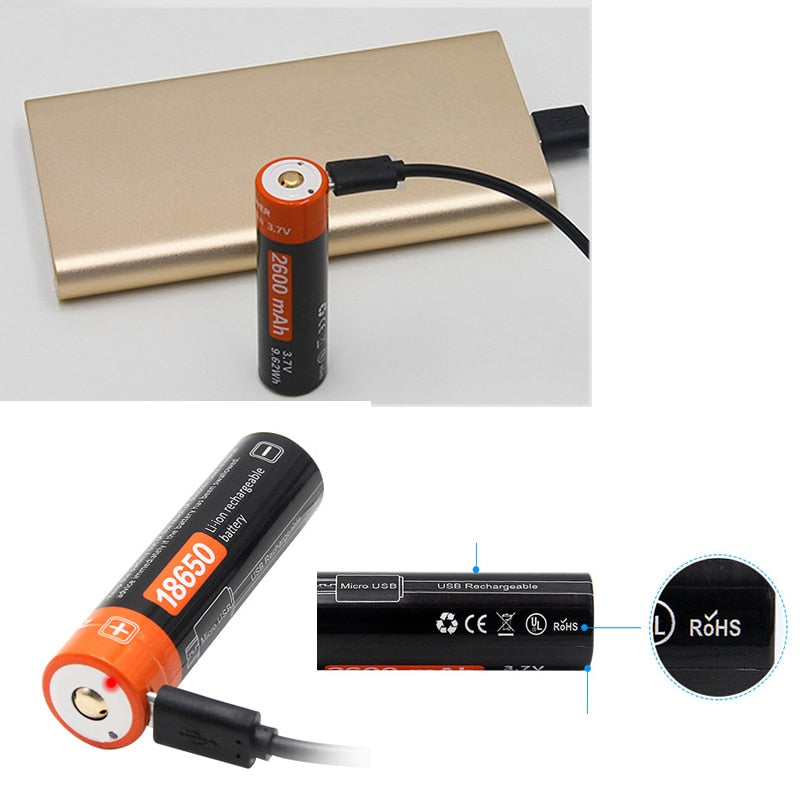 Baterie reîncărcabila USB 18650 2600mAh 3,7 V