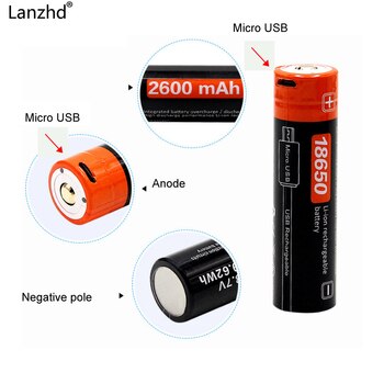 Baterie reîncărcabila USB 18650 2600mAh 3,7 V