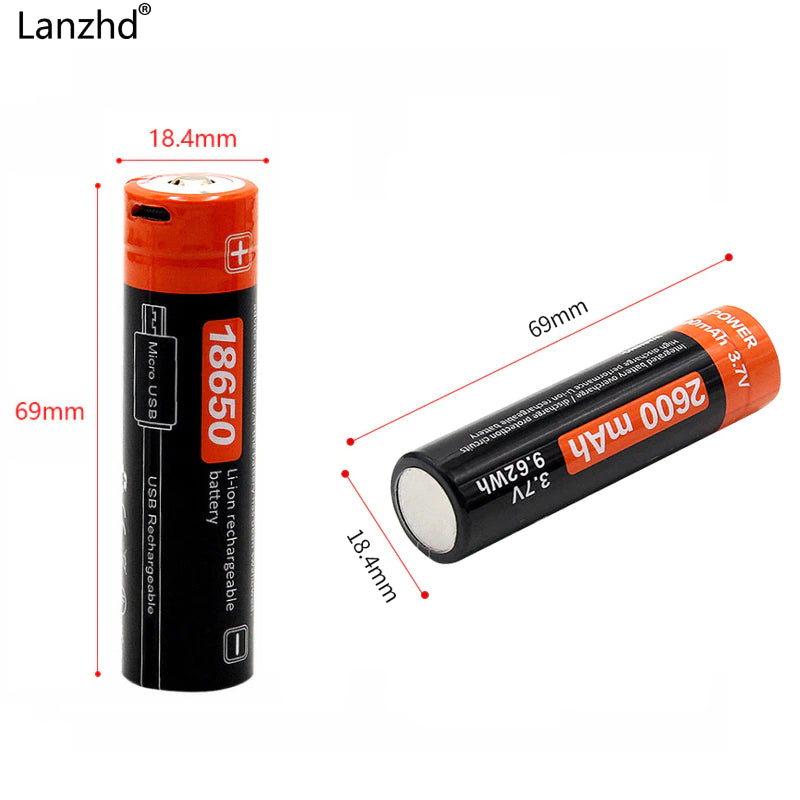 Baterie reîncărcabila USB 18650 2600mAh 3,7 V