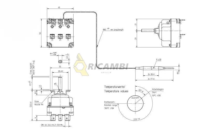 Termostat Trifazic 50-300 ° C grill electric 55.34052.010