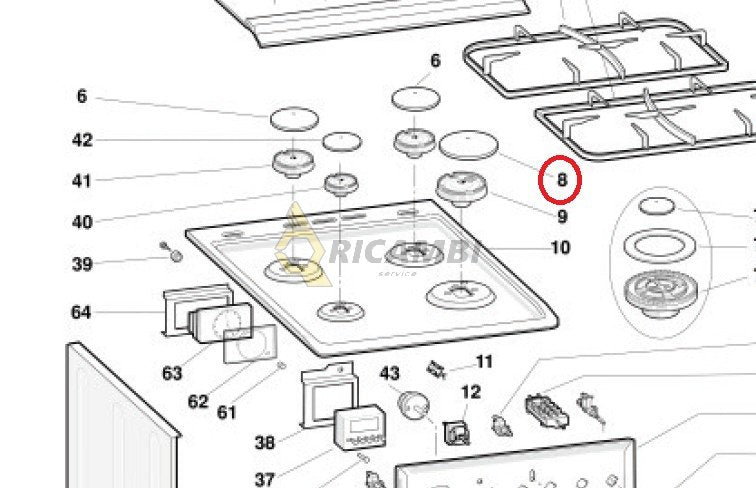 capac arzator plita aragaz indesit ariston 94 mm