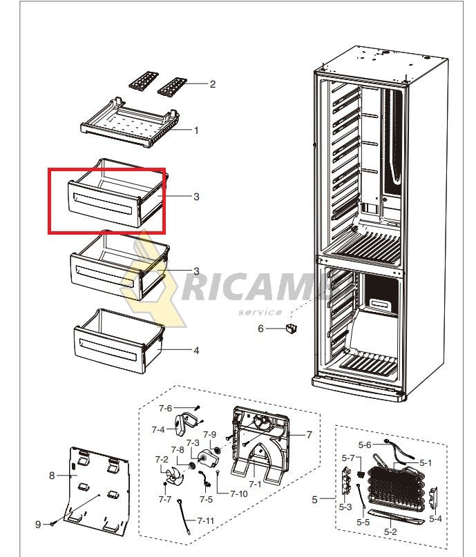 capac sertar frigider samsung 455x180 mm