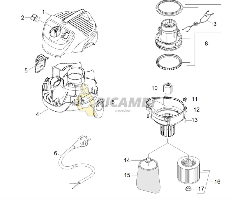 motor aspirator KARCHER WD 2, WD 3, WD5 P DW-Pc52  H137,5mm, Ø138mm