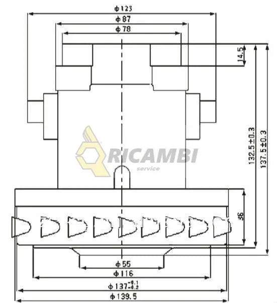 motor aspirator KARCHER WD 2, WD 3, WD5 P DW-Pc52  H137,5mm, Ø138mm