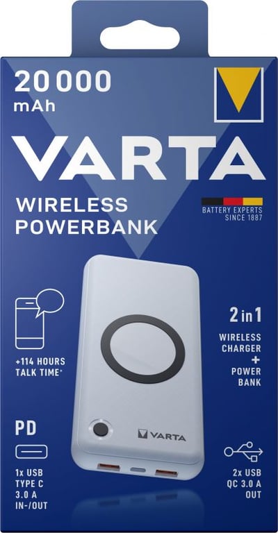 Wireless qi powerbank 20000mah cablu de incarcare-VARTA