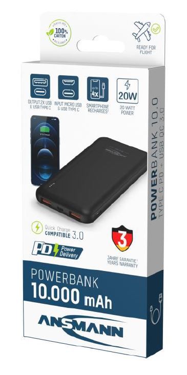 Pb320pd usb c pd powerbank 10 000 mah 20w-ANSMANN