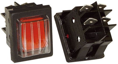 Intrerupator dublu 4 contacte buton rosu 22x30mm-COM