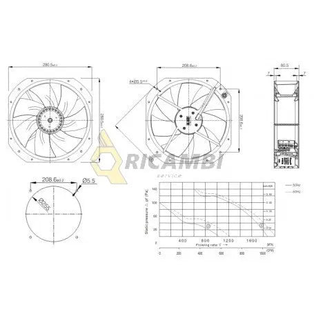 ventilator axial 28 x 28 cm